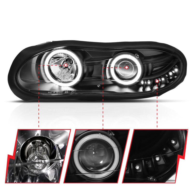 Anzo 1998-2002 Chevrolet Camaro Projector Headlights w/ Halo Black 121160 User 3
