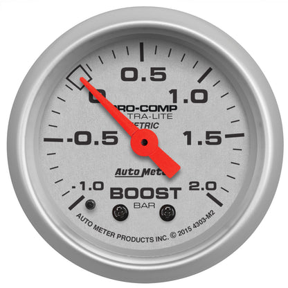 Autometer Ultra-Lite Gauge Vac/Boost 2 1/16in -1 - +2 Bar Mechanical Ultra-Lite 4303-M2 4303-M2 Photo - Primary