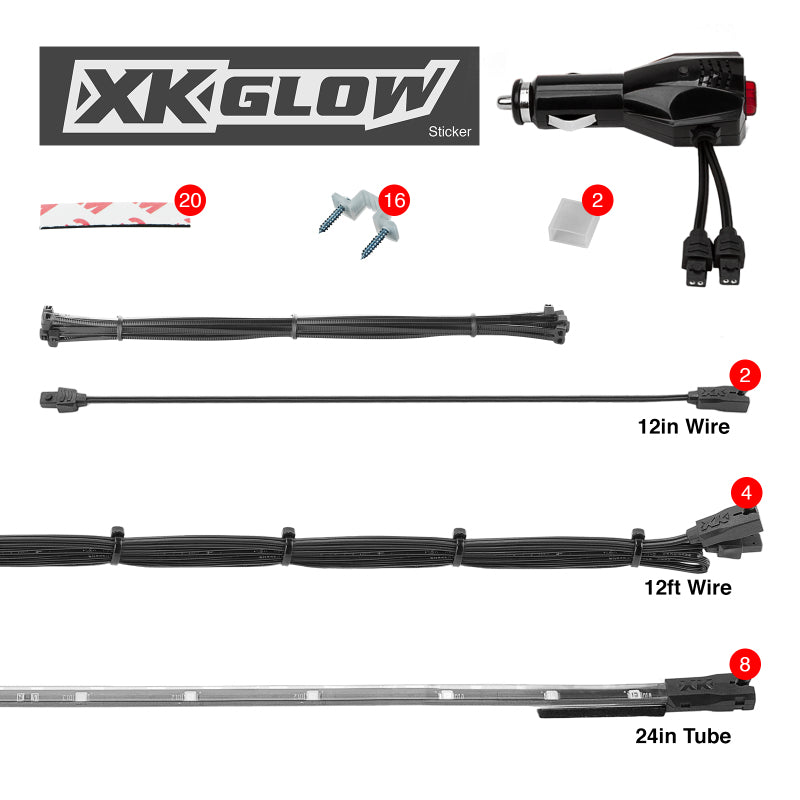 XKGLOW XK Glow Tube Single Color Underglow LED Accent Light Car/Truck Kit Red - 8x24In XK041002-R XK041002-R User 1
