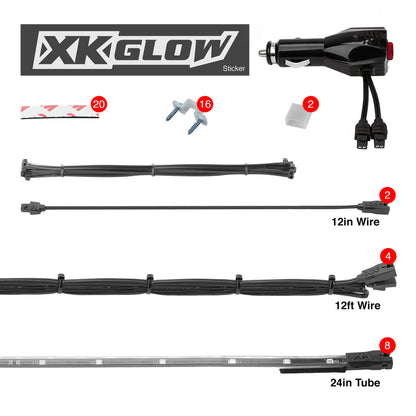XKGLOW XK Glow Tube Single Color Underglow LED Accent Light Car/Truck Kit Light Blue - 8x24In XK041002-AB XK041002-AB User 1