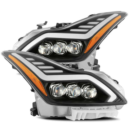 AlphaRex 08-13 Infiniti G37 NOVA LED Proj Headlights Alpha Black w/Activ Light/Seq Signal/Switch DRL 881986 881986 Photo - Primary