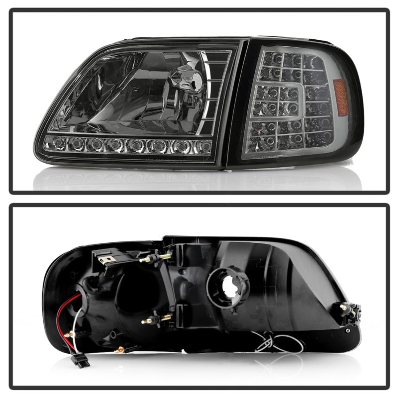 SPYDER Xtune Ford F150 97-03 Crystal Headlights w/ Clear LED Corners Smoke HD-ON-FF15097-LED-SET-SM 5014801 5014801 Photo - Unmounted