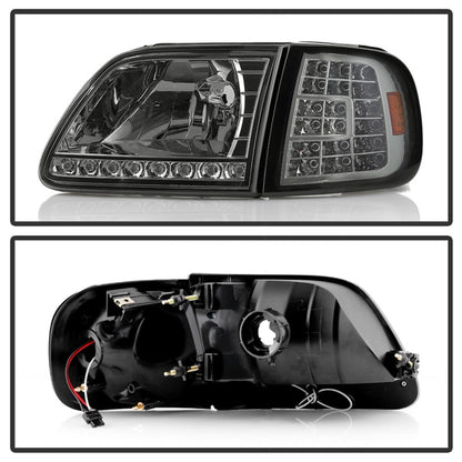 SPYDER Xtune Ford F150 97-03 Crystal Headlights w/ Clear LED Corners Smoke HD-ON-FF15097-LED-SET-SM 5014801 5014801 Photo - Unmounted