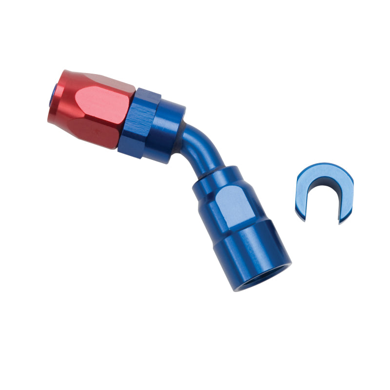 Russell Performance 5/16in SAE Quick Disc Female to -6 Hose Red/Blue 45 Degree Hose End 611260 611260 Photo - out of package