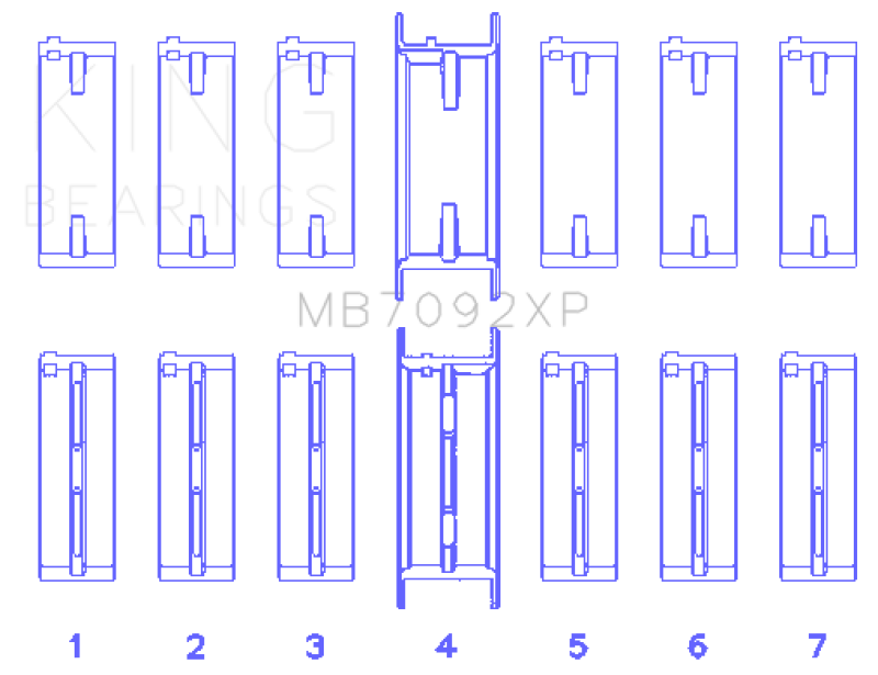 King Engine Bearings King Nissan RB26DETT (Size STDX) Performance Main Bearing Set MB7092XPSTDX MB7092XPSTDX Photo - Primary