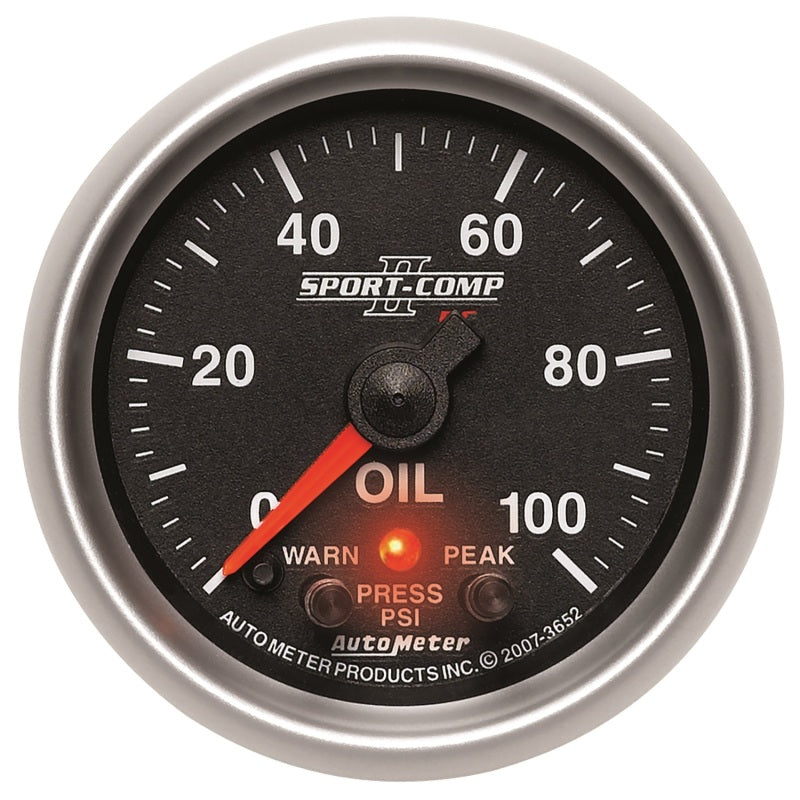 Autometer 2-1/16" Oil Pressure, 0-100 Psi, Stepper Motor, Sport-Comp II 3652 Photo - Primary