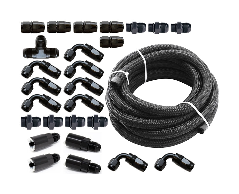 Torque Solution Braided Fuel Line Kit for -6 Aeromotive FPR: Subaru WRX 02-14, STI 07-21, LGT 07-12, FXT 06-13 TS-SU-6FLK-AM-FF Photo - Primary