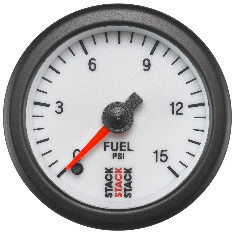 Autometer Stack 52mm 0-15 PSI 1/8in NPTF Male Pro Stepper Motor Fuel Pressure Gauge - White ST3354 ST3354 Photo - Primary