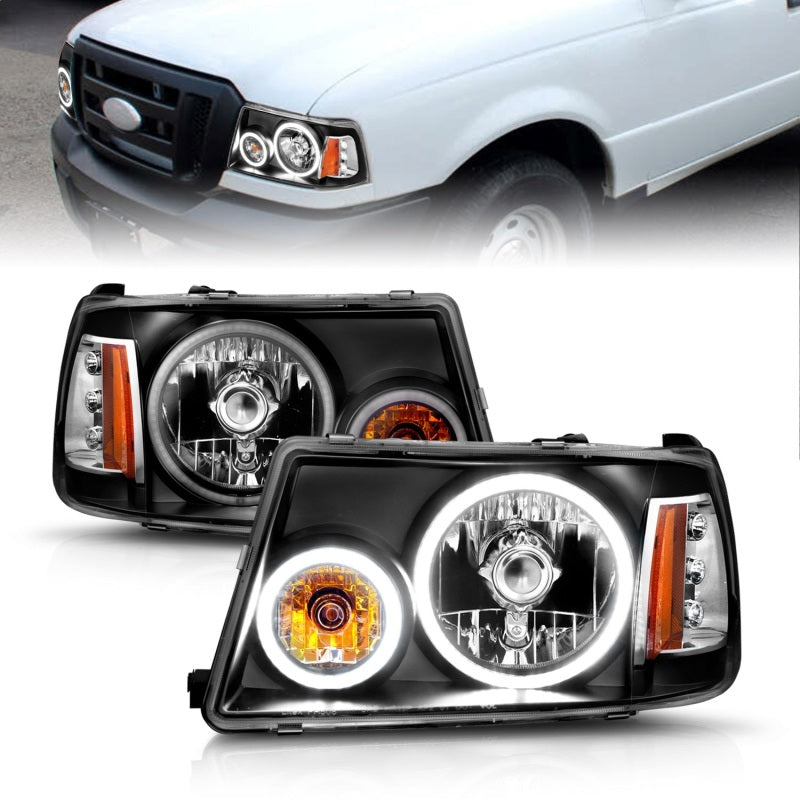 Anzo 2001-2011 Ford Ranger Projector Headlights w/ Halo Black (CCFL) 1 pc 111152 Photo - Primary