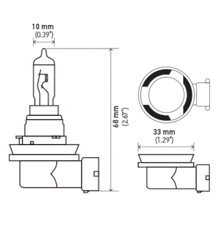 Hella Bulb H16 12V 19W Pgj193 Sb H16SB H16SB Technical Drawing