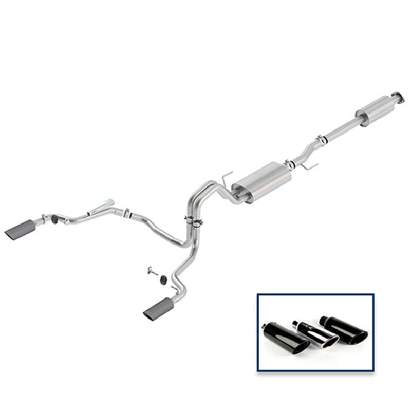 Ford Racing 15-18 F-150 5.0L Cat-Back Touring Exhaust System - Rear Exit Carbon Fiber Tips M-5200-F1550DTFA M-5200-F1550DTFA Photo - Unmounted