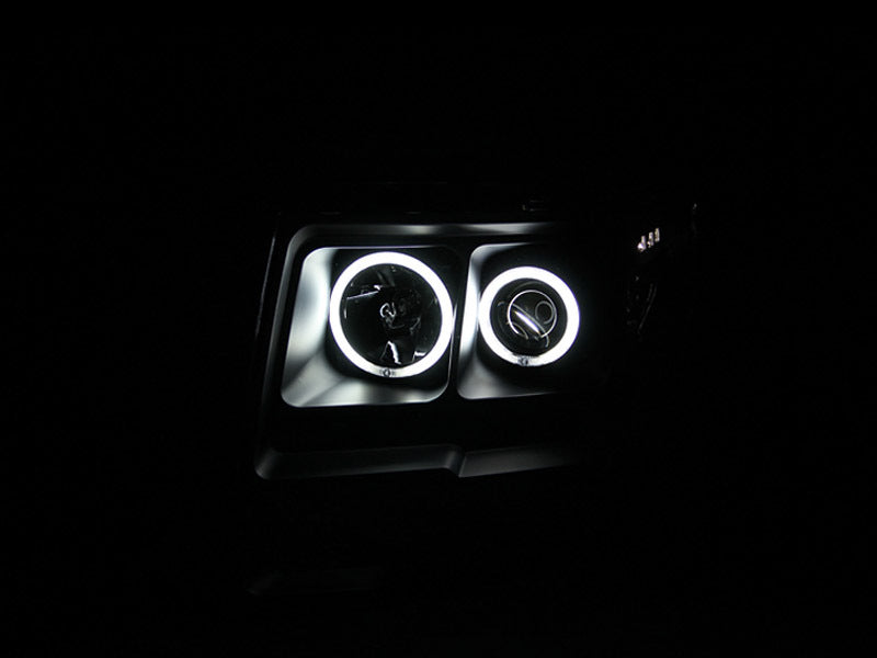 Anzo 2009-2014 Ford F-150 Projector Headlights w/ Halo Black (CCFL) 111161 Photo - Mounted