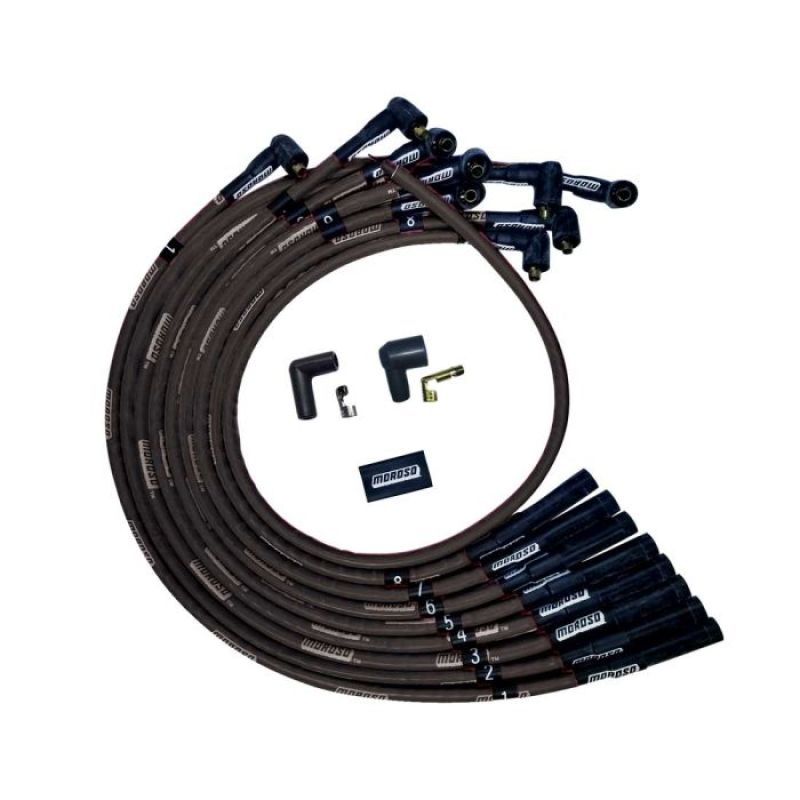 Moroso BBC Over Valve Cover Str Plug End Non-HEI Sleeved Ultra Spark Plug Wire Set - Black 51541 51541 User 1