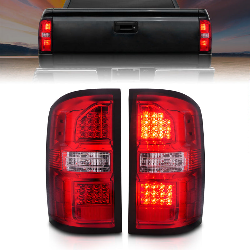 ANZO 2014-2018 GMC Sierra LED Tail Lights Black Housing Red/Clear Lens 311399 311399 Photo - Primary