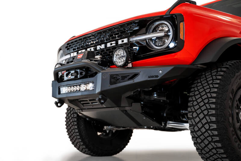 Addictive Desert Designs 2021+ Ford Bronco Rock Fighter Front Bumper - Hammer Black F230181060103 F230181060103 Photo - Mounted