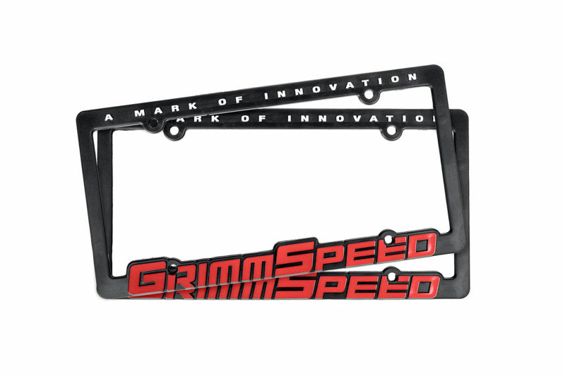 GrimmSpeed License Plate Frame - GrimmSpeed Red Text (Pair) 111050