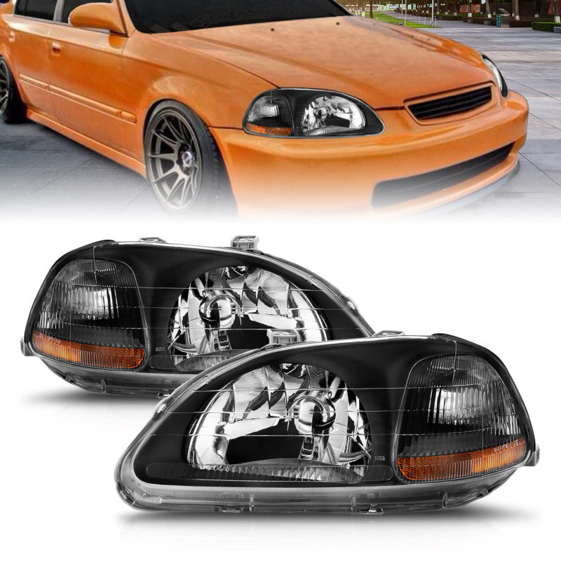 Anzo 1996-1998 Honda Civic Crystal Headlights Black 121067 User 1