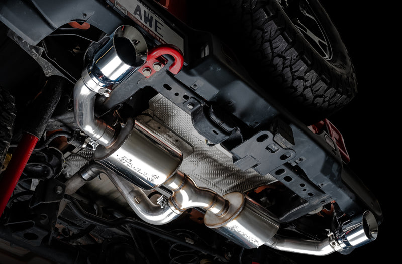 AWE Tuning 2018+ Jeep Wrangler JL/JLU Tread Edition Axle-Back Dual Exhaust - Chrome Silver Tips 3015-32001 3015-32001 Photo - Mounted