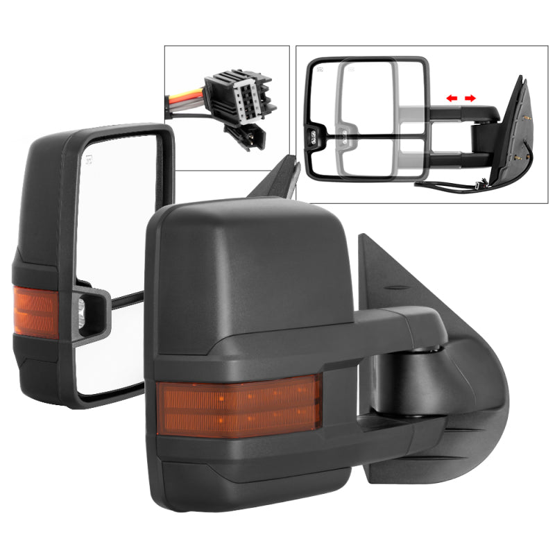 SPYDER xTune Chevy Silverado 07-13 Heated Amber LED Signal Telescoping Mirrors MIR-CSIL07S-G2-PWH-AM-SET 9936692 9936692 Photo - Primary