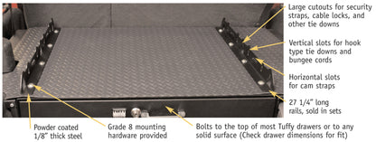 Tuffy Products Tuffy Multipoint Tie Down Rails (2 Rails) 27 1/4In Long 158-01 158-01 Photo - Close Up