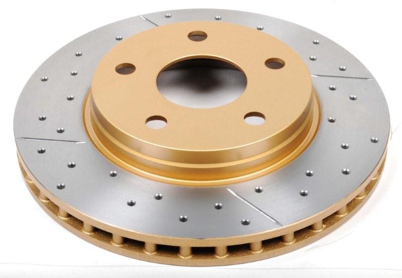 DBA 07-17 Jeep Wrangler Front Drilled & Slotted Street Series X-Gold Rotor 2536X 2536X Photo - Primary
