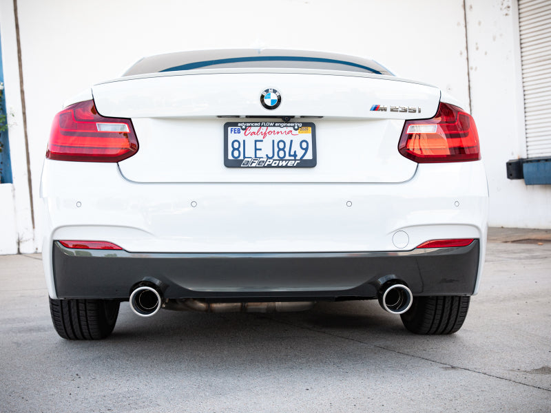 aFe MACHForce XP 3in to 2.5in 304 SS Cat-Back Exhaust w/ Polished Tips 14-16 BMW M235i 49-36347-P 49-36347-P Photo - Mounted