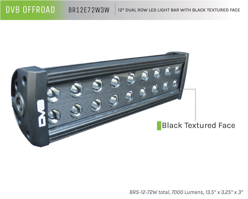 DV8 Offroad BRS Pro Series 12in Light Bar 72W Flood/Spot 3W LED - Black BR12E72W3W BR12E72W3W Product Brochure - a specific brochure describing a Product