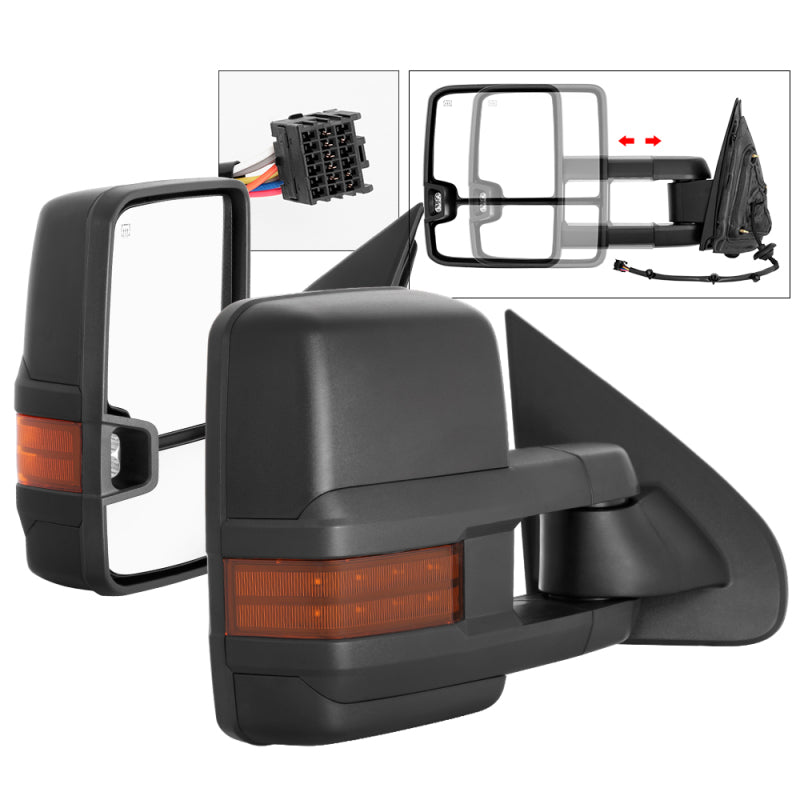 SPYDER xTune Chevy Silverado 14-16 Heated Amber LED Signal Telescoping Mirrors MIR-CSIL14S-G2-PWH-AM-SET 9936708 9936708 Photo - Primary