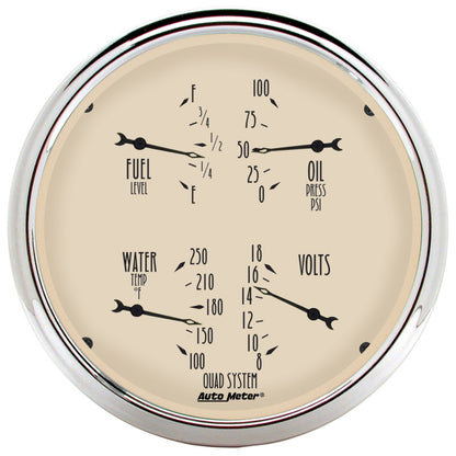Autometer Gauge Kit, 2 Pc., Quad & Speedometer, 5", Antique Beige 1803 User 1