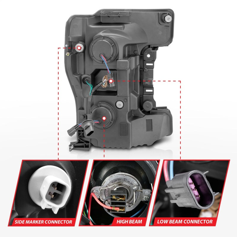 Anzo Projector Plank Style Switchback Headlight Chrome / Amber 17-18 Ford 111389 Photo - Unmounted