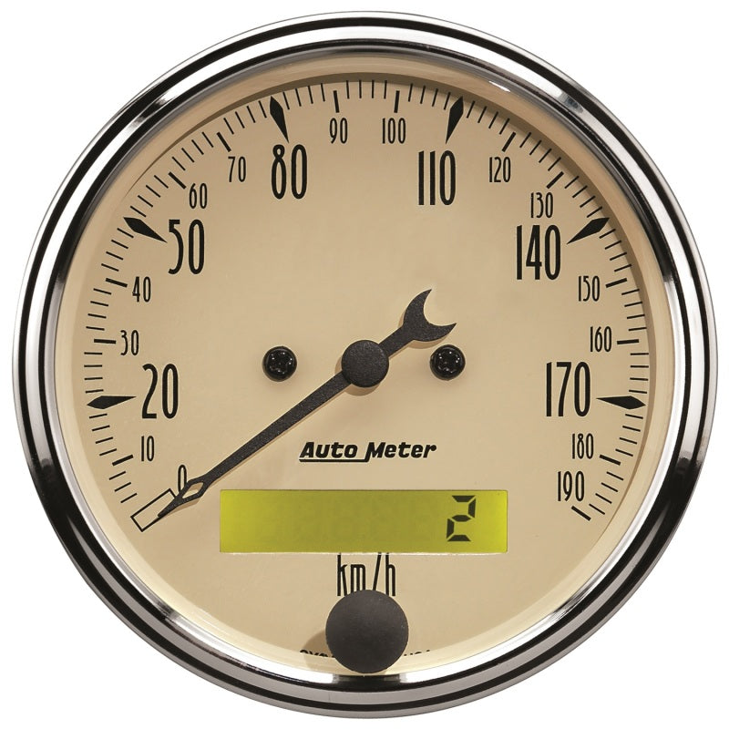 Autometer Gauge Kit 5 Pc. 3 1/8" & 2 1/16" Elec. Km/H Speedometer Antique Beige 1809-M User 1