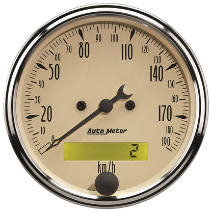 Autometer Gauge Kit 5 Pc. 3 1/8" & 2 1/16" Elec. Km/H Speedometer Antique Beige 1809-M User 1