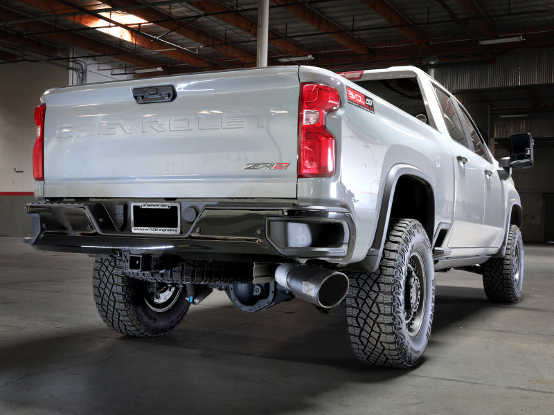 aFe Large Bore-HD 5in 409SS DPF-Back Exhaust System w/Blk Tip 24-25 GM Diesel Trucks V8-6.6L(td) L5P 49-44147-B 49-44147-B Photo - Mounted