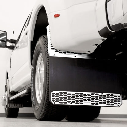 Putco 11-16 Ford SuperDuty Dually - (Fits Rear) - Set of 2 Mud Skins - Polished SS w/ Hex Shield 78055 78055 Photo - Primary