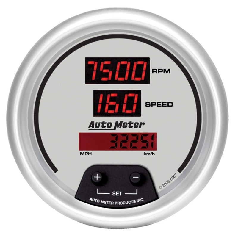 Autometer Ultra-Lite 3 3/8in 8000 RPM/ 160mph Digital Tach Speedo Combo 6587 6587 Photo - Primary