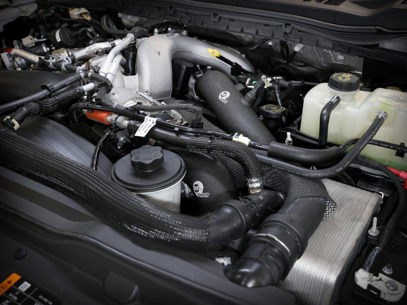 aFe 23-24 Ford F250/F350 Super Duty V8-6.7L BladeRunner 3 In. Aluminum Cold Charge Pipe- BLK 46-20689-B 46-20689-B Photo - Mounted