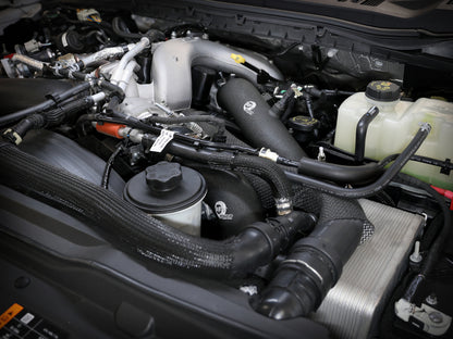 aFe 23-24 Ford F250/F350 Super Duty V8-6.7L BladeRunner 3 In. Aluminum Cold Charge Pipe- BLK 46-20689-B 46-20689-B Photo - Mounted