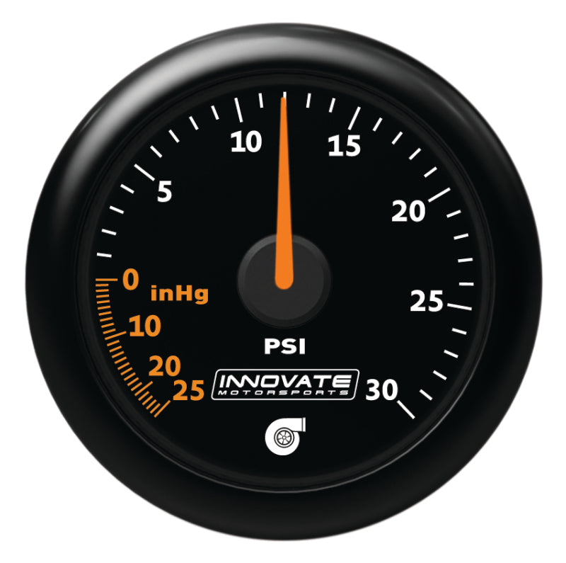 Innovate Motorsports MTX Analog, 30 PSI Vacuum/Boost, Black Faceplate Gauge Kit 3908 Photo - Primary