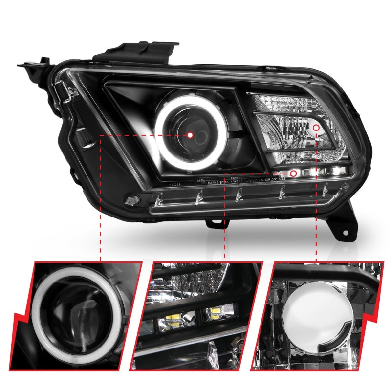 Anzo 2010-2014 Ford Mustang Projector Headlights w/ Halo Black (CCFL) 121323 Photo - Unmounted