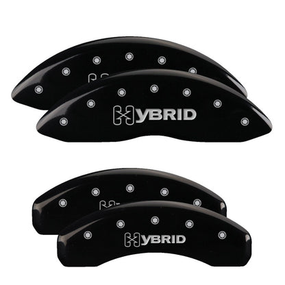 MGP 4 Caliper Covers Engraved Front & Rear GM Style/Hybrid Black finish silver ch 34006SHYBBK 34006SHYBBK Photo - Primary