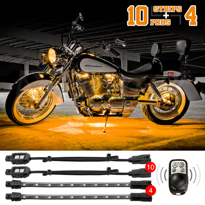 XKGLOW XK Glow Strips Single Color XKGLOW LED Accent Light Motorcycle Kit Amber - 10xPod + 4x8In XK034002-A XK034002-A User 1
