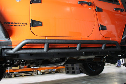 Fishbone Offroad 07-18 Jeep JK 4 Door Wrangler JK Steel Rock Sliders - Blk Textured Powdercoat FB23009 FB23009 Photo - lifestyle view