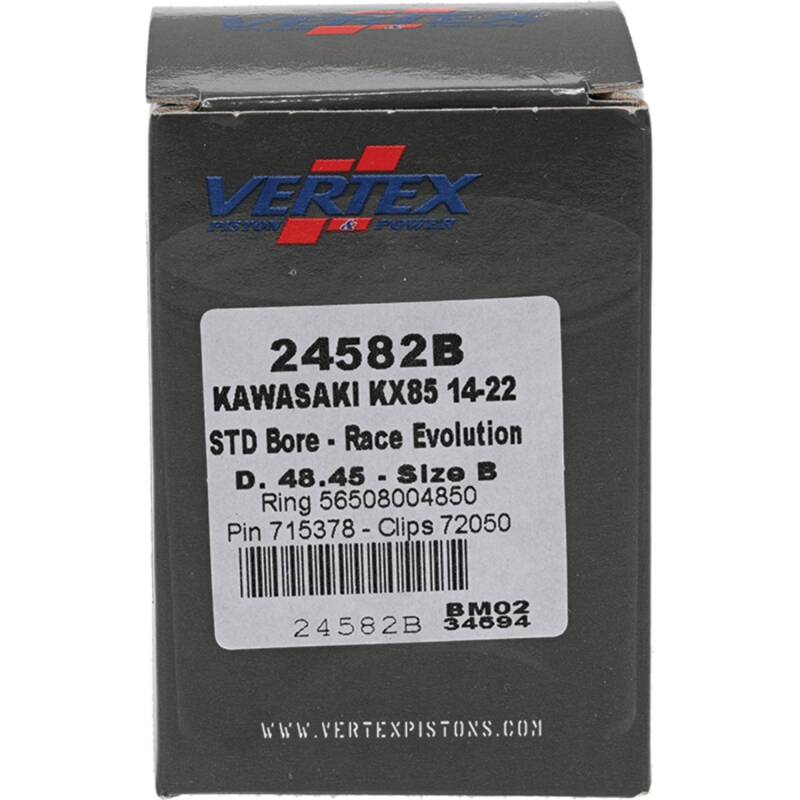 Vertex Pistons Vertex Piston 14-24 Kawasaki KX 85 85cc Cast Race Evolution Piston Kit 24582B 24582B Photo - Primary