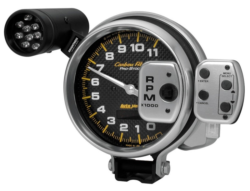 Autometer Carbon Fiber 5 inch 11000 RPM ProStock/Memory Tachometer 6836 6836 Photo - Primary