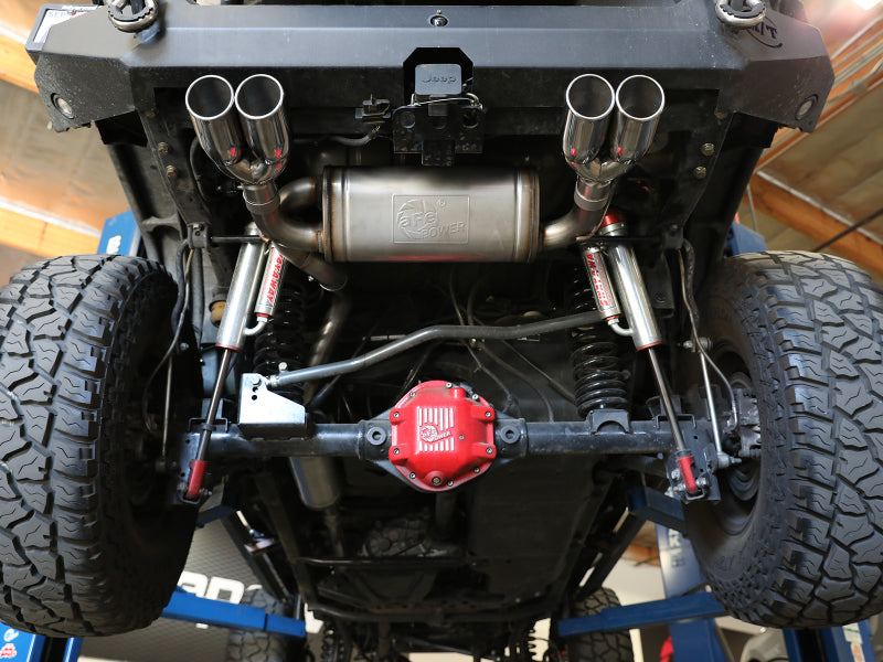 aFe Vulcan Series 2.5in 304SS Cat-Back Exhaust 07-18 Jeep Wrangler (JK) V6-3.6/3.8L w/ Polished Tips 49-38087-P 49-38087-P Photo - Mounted