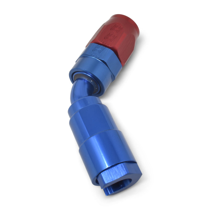 Russell Performance 3/8in SAE Quick Disc Female to -6 Hose Red/Blue 45 Degree Hose End 611210 611210 Photo - out of package