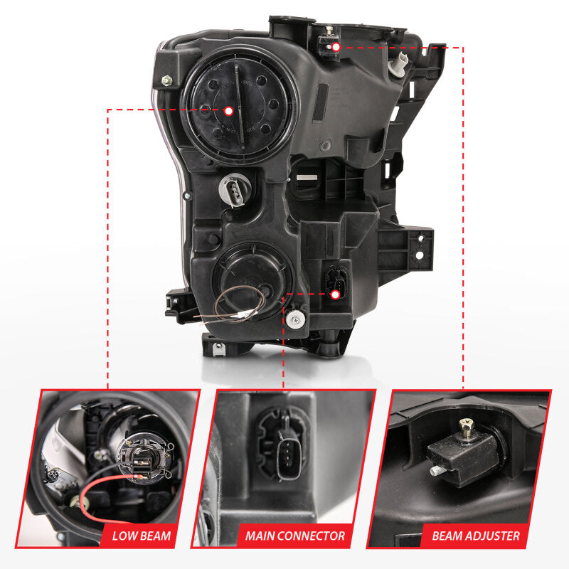 ANZO 15-17 Ford F-150 Project Headlights w/ Plank Style Design Black w/ Amber Sequential Turn Signal 111408 111408 Photo - Unmounted