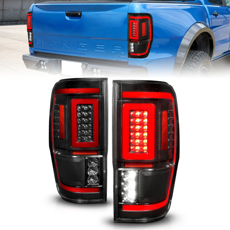 ANZO 19-22 Ford Ranger Full LED Taillights w/ Lightbar Sequential Signal Black Housing/Clear Lens 311446 311446 Photo - Primary