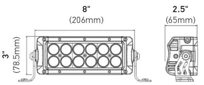 Hella ValueFit Northern Lights Light Bar 12 LED / 8" 357212201 Technical Drawing