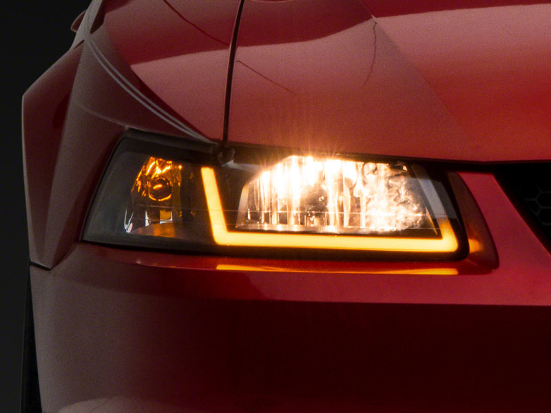 Raxiom 99-04 Ford Mustang Axial Series Headlights w/ Sequential LED Bar- Blk Housing (Clear Lens) 422713 422713 Photo - Primary
